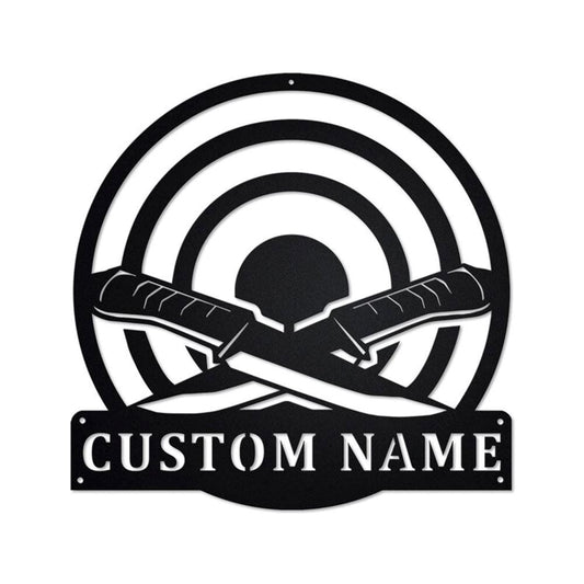Personalized Metal Monogram Sign, Knife Throwing Metal Sign, Knife Throwing Metal Wall Art, Knife Throwing Metal Wall Decor, Knife