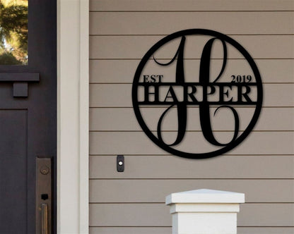 Personalized Metal Monogram Sign, Last Name Sign, EST Initial Sign, Metal Monogram Door Hanger, Housewarming Gift