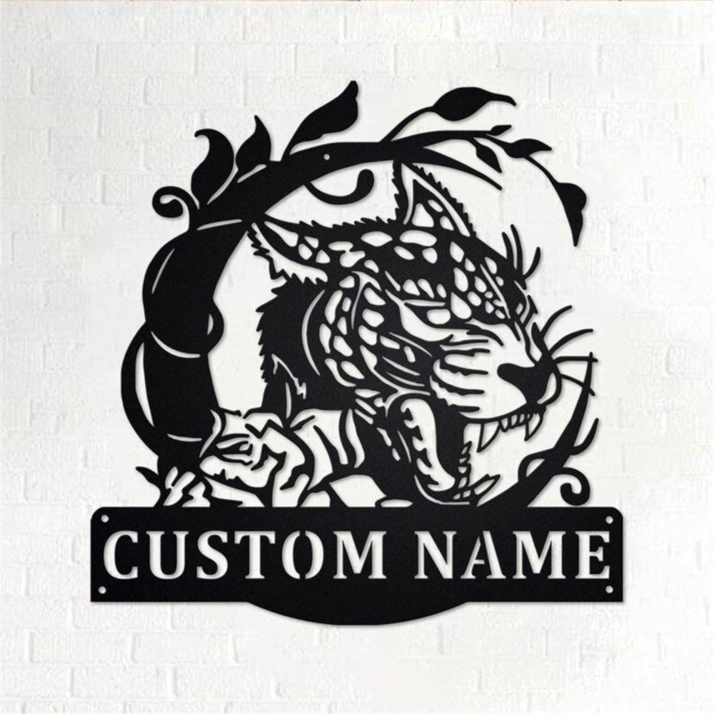 Personalized Metal Monogram Sign, Leopard Animals Metal Wall Art, Leopard Name Sign, Leopard Metal Home Decor