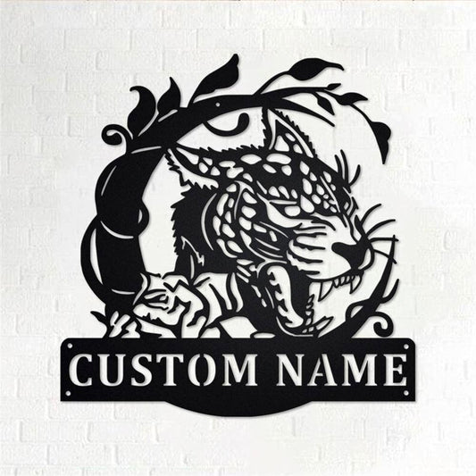 Personalized Metal Monogram Sign, Leopard Animals Metal Wall Art, Leopard Name Sign, Leopard Metal Home Decor
