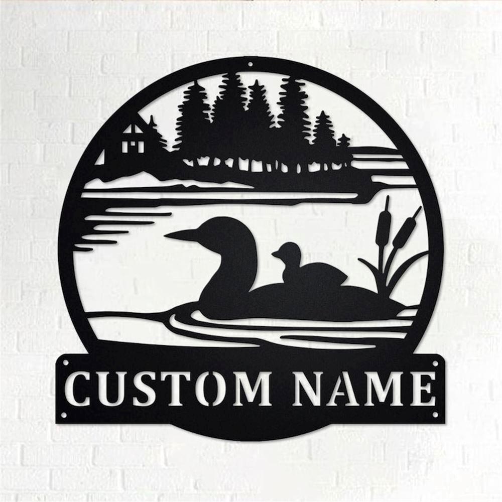 Personalized Metal Monogram Sign, Loon Duck Metal Wall Art, Loon Duck Name Sign, Loon Duck Home Decor