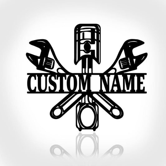 Personalized Metal Monogram Sign, Mechanic Metal Wall Art, Mechanic Name Sign, Mechanic Metal Home Decor