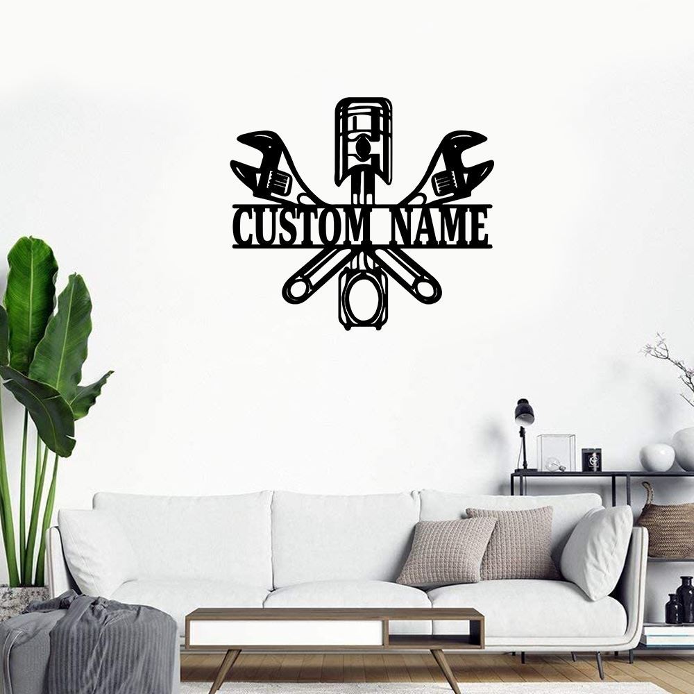 Personalized Metal Monogram Sign, Mechanic Metal Wall Art, Mechanic Name Sign, Mechanic Metal Home Decor