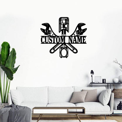 Personalized Metal Monogram Sign, Mechanic Metal Wall Art, Mechanic Name Sign, Mechanic Metal Home Decor