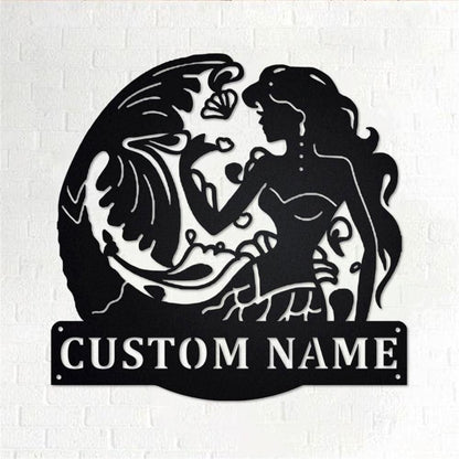 Personalized Metal Monogram Sign, Mermaid Metal Wall Art, Mermaid Name Sign, Mermaid Home Decor