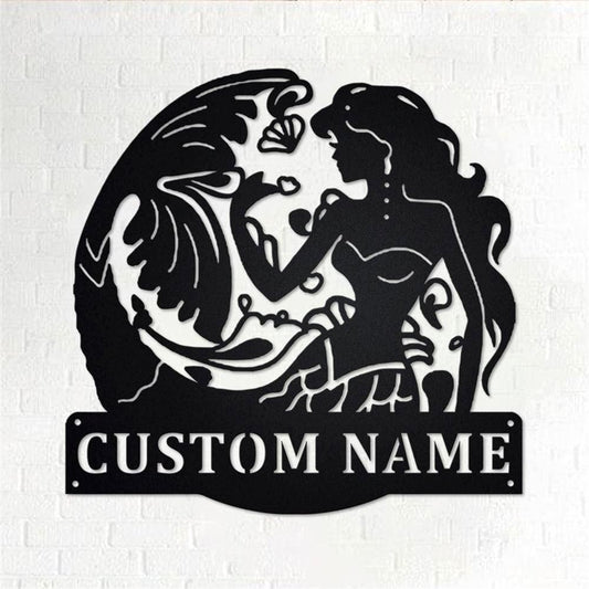 Personalized Metal Monogram Sign, Mermaid Metal Wall Art, Mermaid Name Sign, Mermaid Home Decor