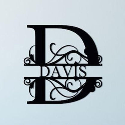 Personalized Metal Monogram Sign, Metal Name Sign, Split Letter Name Sign, Last Name Sign, Door Hanger, Outdoor Metal Sign,