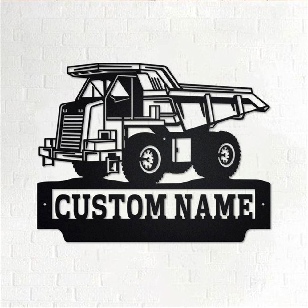 Personalized Metal Monogram Sign, Mining Truck Metal Wall Art, Mining Truck Name Sign, Mining Metal Home Decor