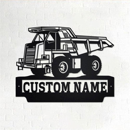 Personalized Metal Monogram Sign, Mining Truck Metal Wall Art, Mining Truck Name Sign, Mining Metal Home Decor