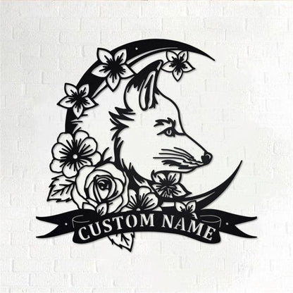 Personalized Metal Monogram Sign, Moon Fox Metal Wall Art, Fox Name Sign, Fox Metal Home Decor