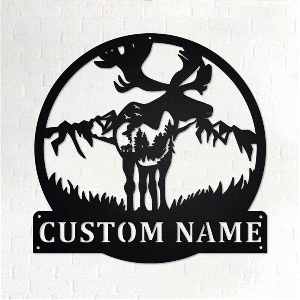 Personalized Metal Monogram Sign, Moose Metal Wall Art, Moose Hunter Name Sign, Moose Metal Home Decor