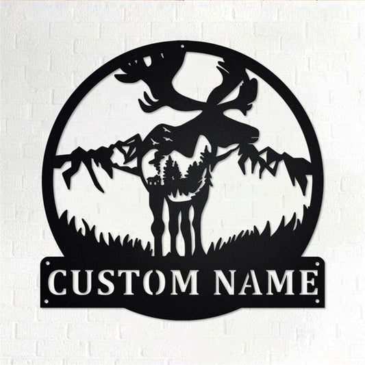 Personalized Metal Monogram Sign, Moose Metal Wall Art, Moose Hunter Name Sign, Moose Metal Home Decor