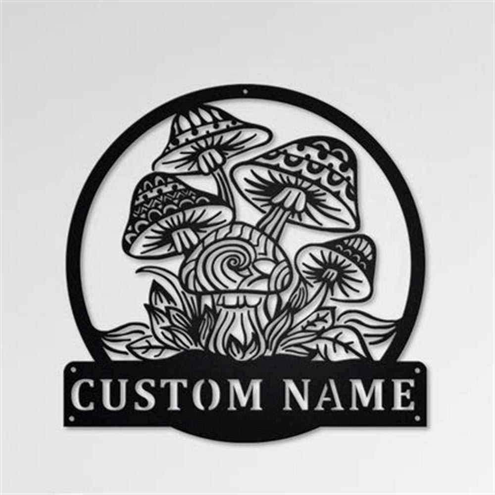 Personalized Metal Monogram Sign, Mushrooms Monogram Metal Wall Decor, Mushrooms Metal Sign, Office Wall Art, Housewarming Outdoor Metal