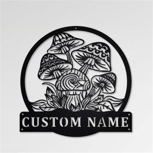 Personalized Metal Monogram Sign, Mushrooms Monogram Metal Wall Decor, Mushrooms Metal Sign, Office Wall Art, Housewarming Outdoor Metal