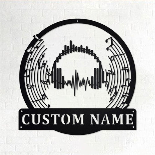 Personalized Metal Monogram Sign, Music Headphone Metal Wall Art, Music Headphone Name Sign, Music Headphone Metal Home Decor