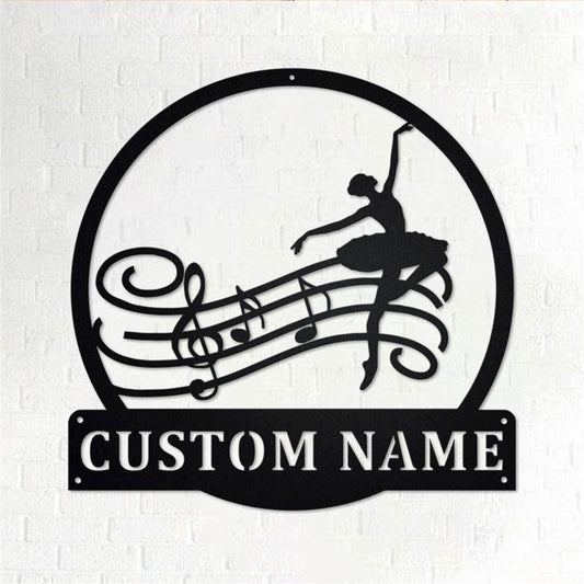 Personalized Metal Monogram Sign, Music Notes Ballet Metal Wall Art, Ballet Dancer Name Sign, Ballet Dance Metal Home Decor