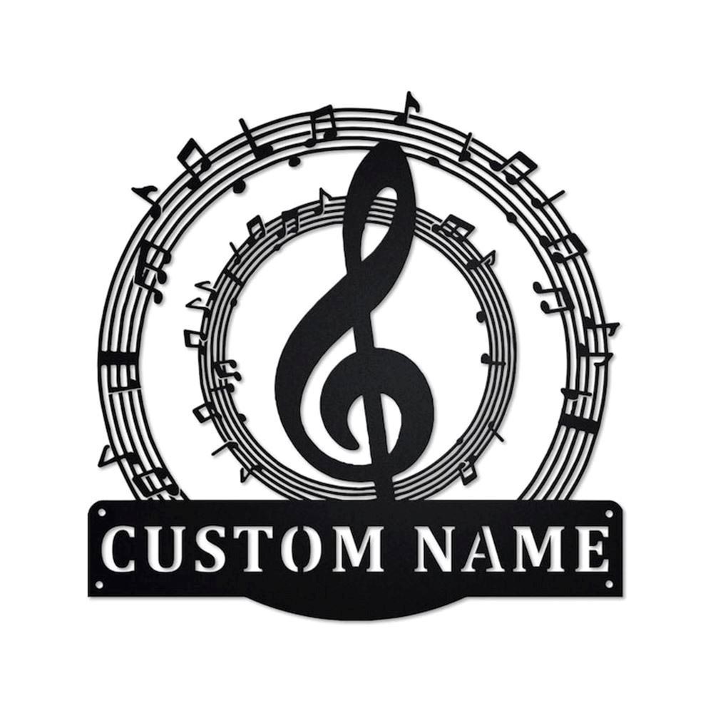 Personalized Metal Monogram Sign, Music Notes Metal Sign, Music Teacher Metal Wall Art, Music Notes Metal Wall Decor, Music Teacher Gift