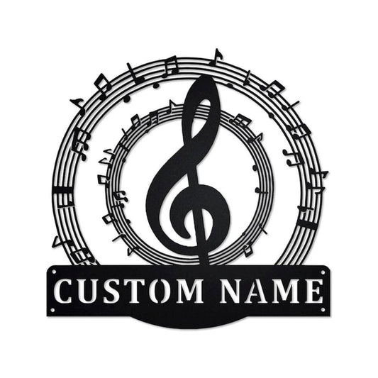 Personalized Metal Monogram Sign, Music Notes Metal Sign, Music Teacher Metal Wall Art, Music Notes Metal Wall Decor, Music Teacher Gift