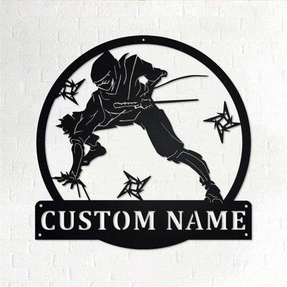 Personalized Metal Monogram Sign, Ninja Metal Wall Art, Ninja Name Sign, Ninja Metal Home Decor