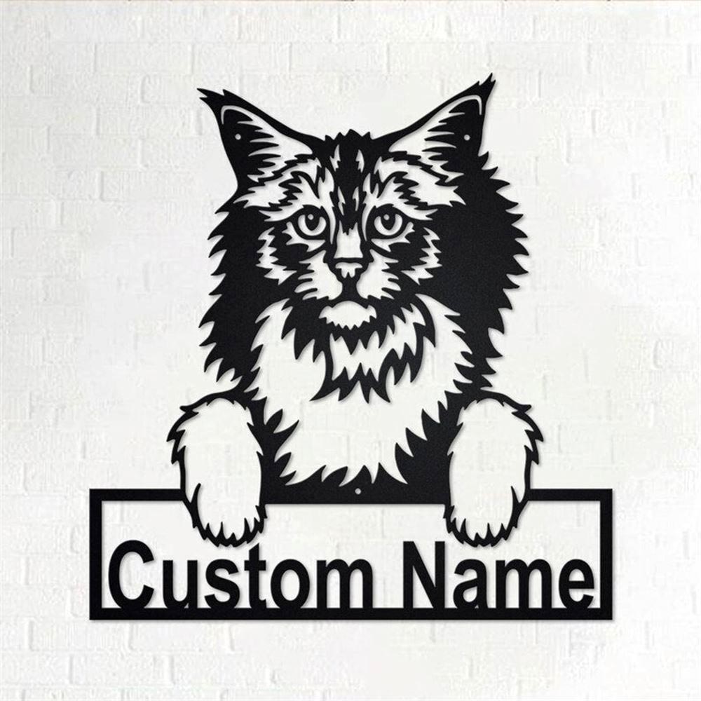 Personalized Metal Monogram Sign, Norwegian Forest Cat Metal Wall Art, Norwegian Forest Cat Name Sign, Norwegian Home Decor