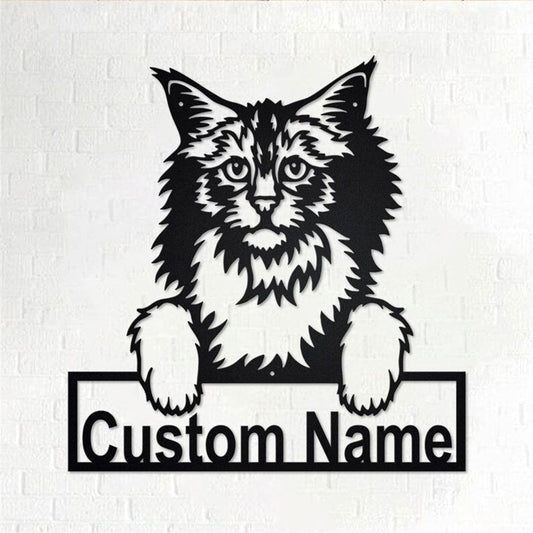 Personalized Metal Monogram Sign, Norwegian Forest Cat Metal Wall Art, Norwegian Forest Cat Name Sign, Norwegian Home Decor