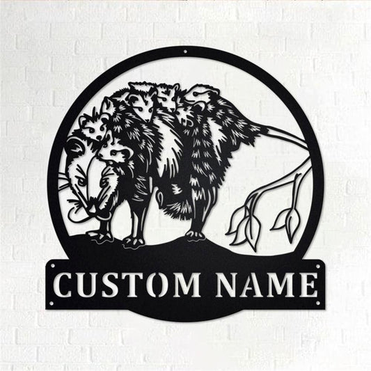 Personalized Metal Monogram Sign, Opossum Metal Wall Art, Opossum Name Sign, Opossum Metal Home Decor
