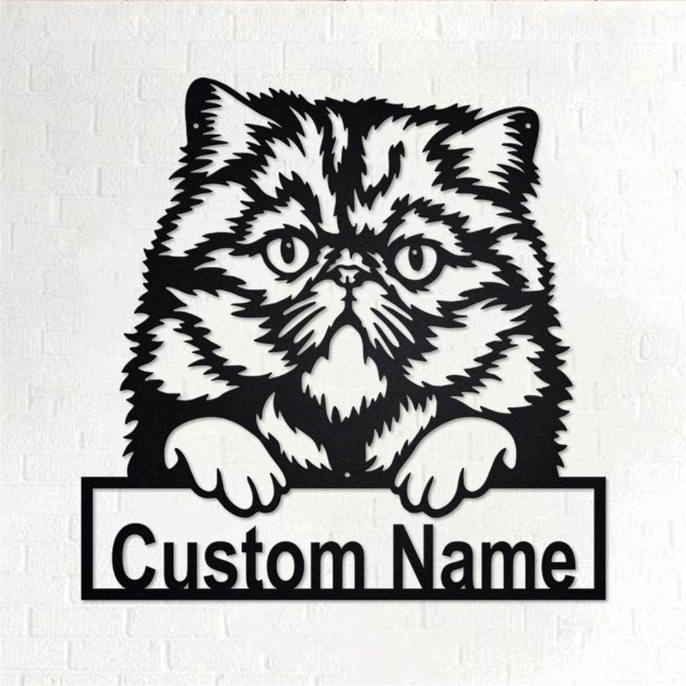 Personalized Metal Monogram Sign, Persian Cat Metal Wall Art, Persian Cat Name Sign, Persian Cat Home Decor