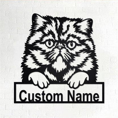 Personalized Metal Monogram Sign, Persian Cat Metal Wall Art, Persian Cat Name Sign, Persian Cat Home Decor