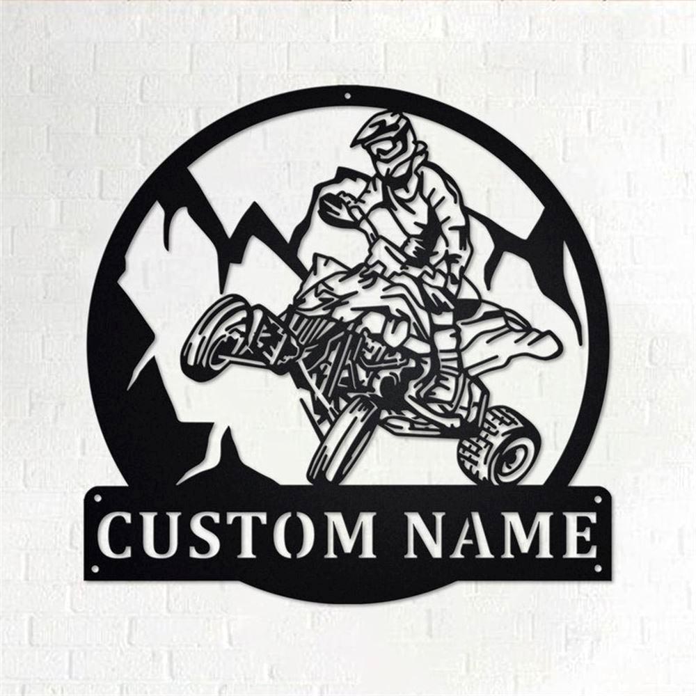 Personalized Metal Monogram Sign, Quad Biker ATV Metal Wall Art, Quad Biker Name Sign, Quad Biker Metal Home Decor