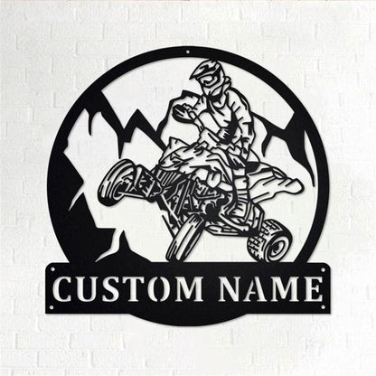 Personalized Metal Monogram Sign, Quad Biker ATV Metal Wall Art, Quad Biker Name Sign, Quad Biker Metal Home Decor