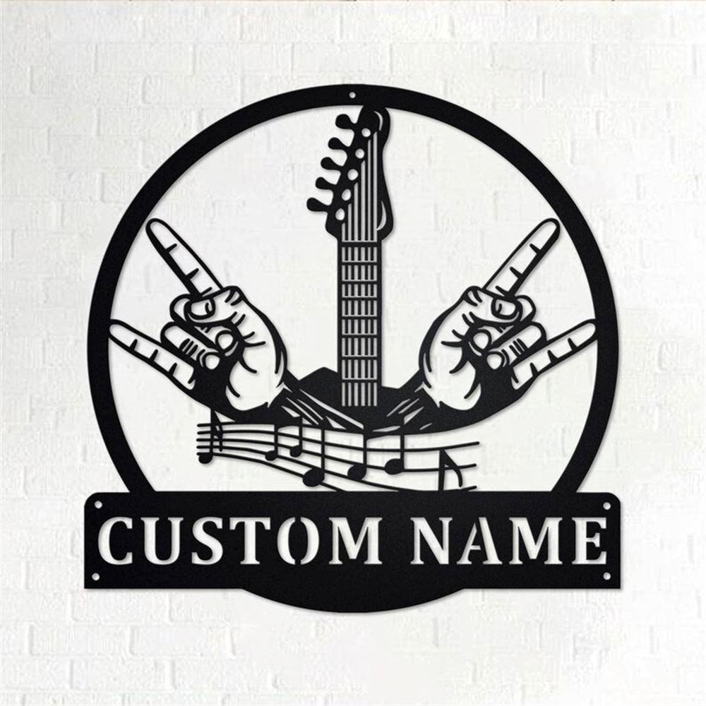 Personalized Metal Monogram Sign, Rock And Roll Music Metal Wall Art, Rock & Roll Name Sign, Rock And Roll Home Decor