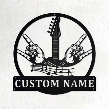 Personalized Metal Monogram Sign, Rock And Roll Music Metal Wall Art, Rock & Roll Name Sign, Rock And Roll Home Decor