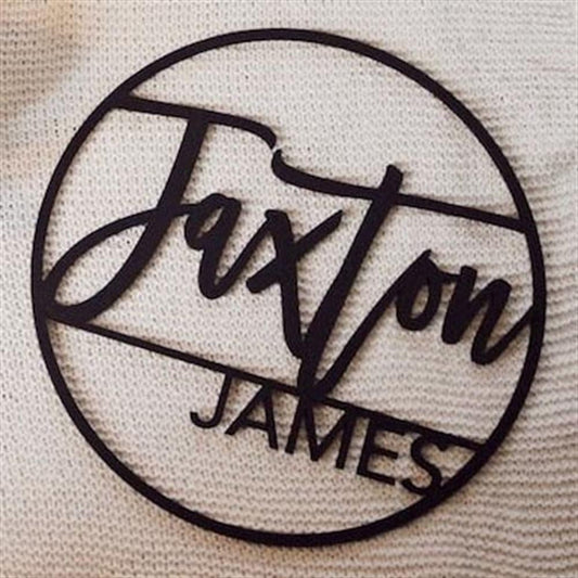 Personalized Metal Monogram Sign, Round baby Name Sign, Baby Name Sign, Nursery Sign Nursery Artwork Name Sign, Round Name Sign
