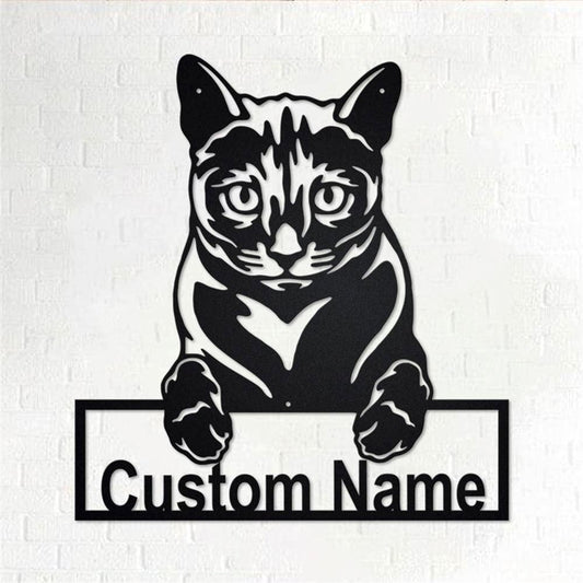 Personalized Metal Monogram Sign, Russian Blue Cat Metal Wall Art, Russian Blue Cat Name Sign, Russian Blue Cat Home Decor