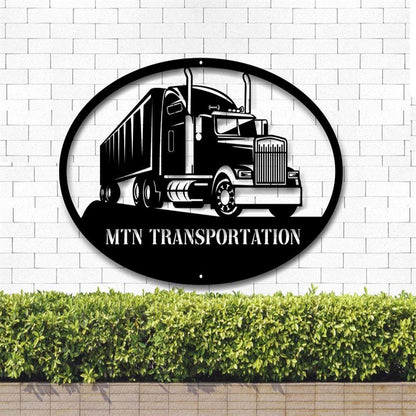 Personalized Metal Monogram Sign, Semi Truck Metal Wall Art, Semi Truck Name Sign, Semi Truck Home Decor