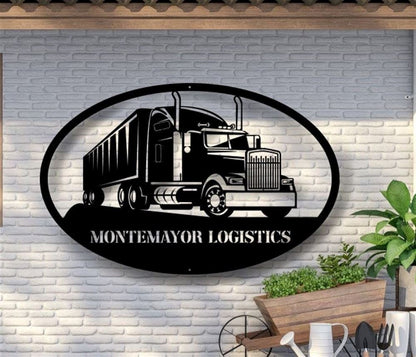 Personalized Metal Monogram Sign, Semi Truck Metal Wall Art, Semi Truck Name Sign, Semi Truck Home Decor