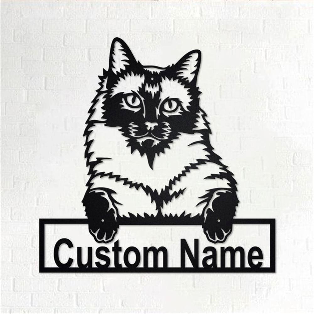 Personalized Metal Monogram Sign, Siberian Cat Metal Wall Art, Siberian Cat Name Sign, Siberian Cat Home Decor