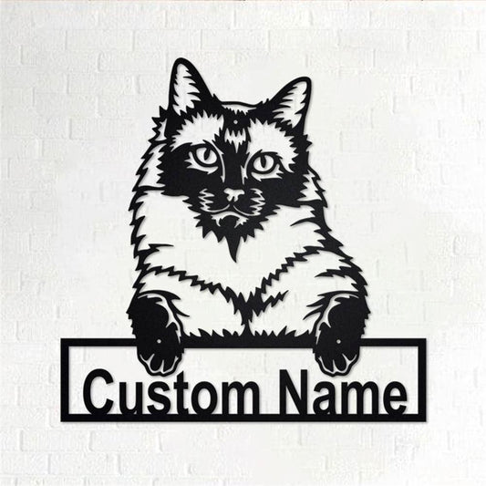 Personalized Metal Monogram Sign, Siberian Cat Metal Wall Art, Siberian Cat Name Sign, Siberian Cat Home Decor