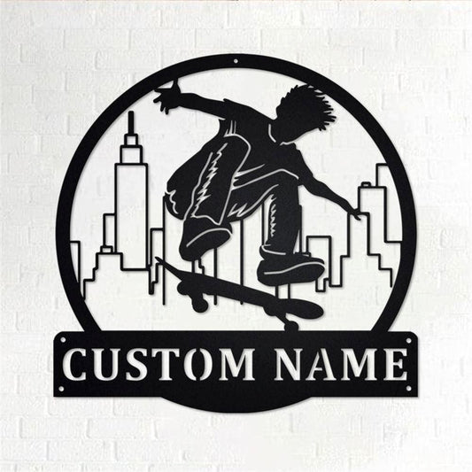 Personalized Metal Monogram Sign, Skeleton Sport Metal Sign, Skeleton Sport Metal Wall Art, Skeleton Sport Metal Wall Decor, Skeleton