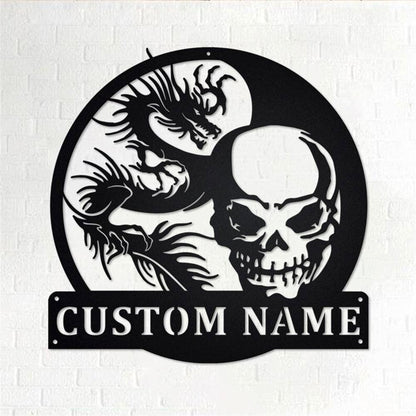 Personalized Metal Monogram Sign, Skull Disc Jockey Metal Wall Art, Disc Jockey Name Sign, Disc Jockey Home Decor