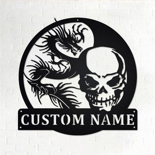 Personalized Metal Monogram Sign, Skull Disc Jockey Metal Wall Art, Disc Jockey Name Sign, Disc Jockey Home Decor