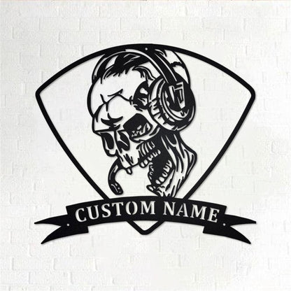 Personalized Metal Monogram Sign, Skull With Piston Biker Metal Wall Art, Biker Name Sign, Biker Home Decor
