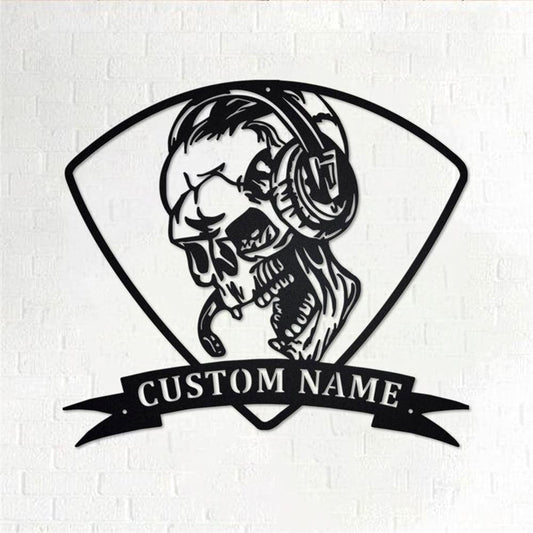 Personalized Metal Monogram Sign, Skull With Piston Biker Metal Wall Art, Biker Name Sign, Biker Home Decor