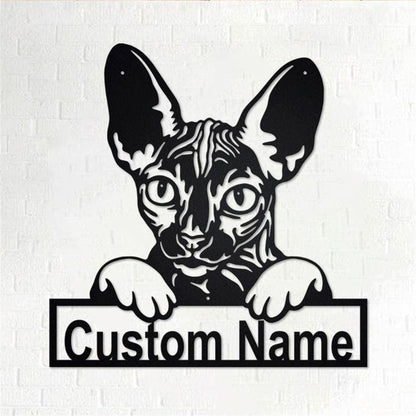 Personalized Metal Monogram Sign, Sphynx Cat Metal Wall Art, Sphynx Cat Name Sign, Sphynx Cat Metal Home Decor