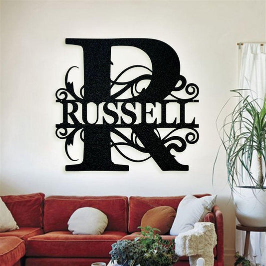 Personalized Metal Monogram Sign, Split Letter Monogram Metal Sign, Door Hanger Family Sign, Housewarming Gift, Wedding Gift