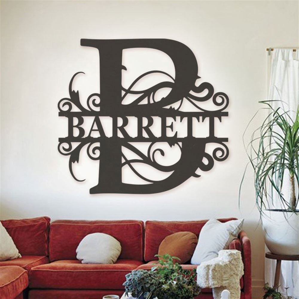 Personalized Metal Monogram Sign, Split Letter Monogram Metal Sign, Door Hanger Family Sign, Housewarming Gift, Wedding Gift