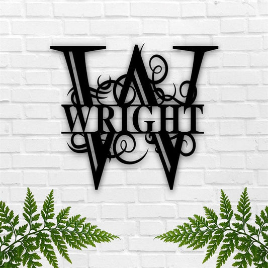 Personalized Metal Monogram Sign, Split Letter Name Monogram Cut Metal Sign, Metal Wall Art, Metal House Sign