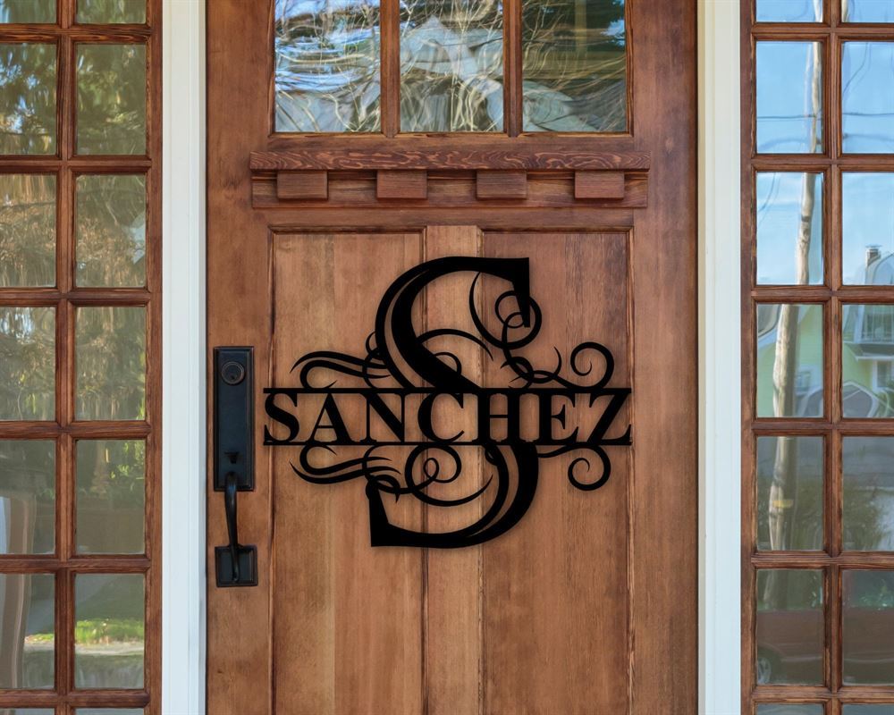 Personalized Metal Monogram Sign, Split Letter Name Monogram Cut Metal Sign, Metal Wall Art, Metal House Sign
