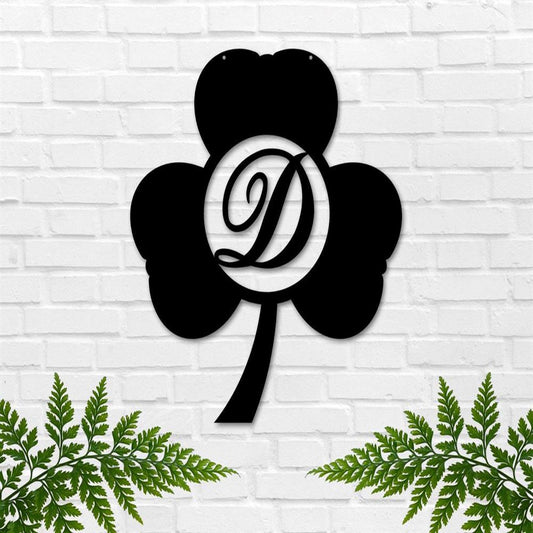 Personalized Metal Monogram Sign, St Patrick Day Decor, Black Clover St Patrick Day Metal Sign, St Patrick Day Wreath Garland Shamrock Decor