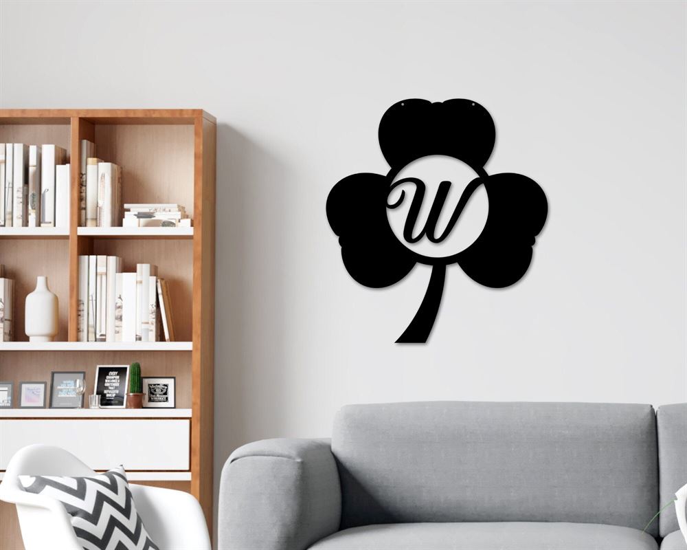 Personalized Metal Monogram Sign, St Patrick Day Decor, Black Clover St Patrick Day Metal Sign, St Patrick Day Wreath Garland Shamrock Decor